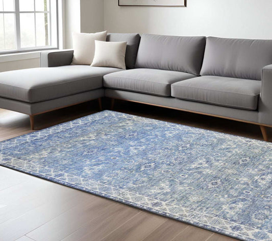 9' X 12' Blue And Grey Oriental Power Loom Stain Resistant Area Rug - Homeroots - Flyclothing LLC