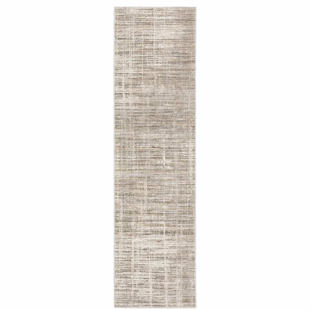 2' X 8' Beige Grey Ivory Tan And Brown Abstract Power Loom Stain Resistant Runner Rug - Homeroots - Flyclothing LLC