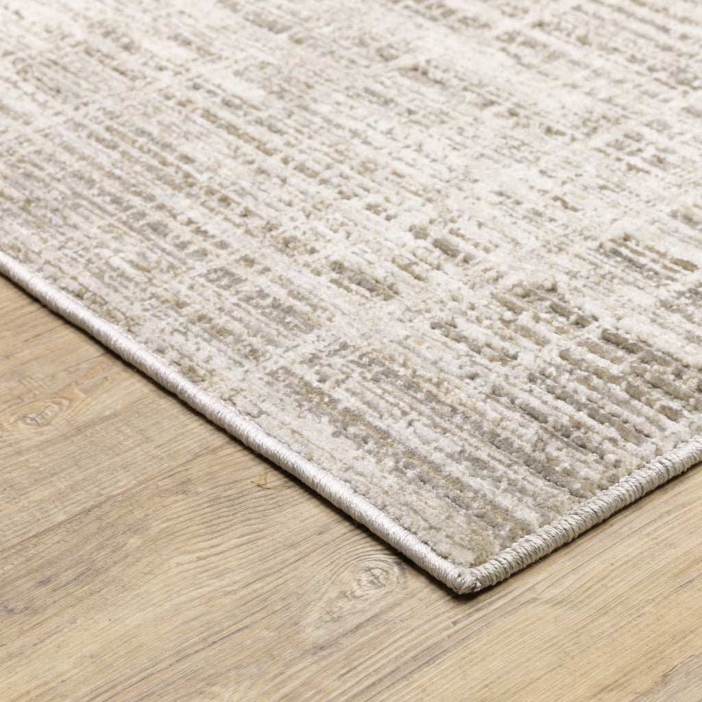 2' X 8' Beige Grey Ivory Tan And Brown Abstract Power Loom Stain Resistant Runner Rug - Homeroots - Flyclothing LLC