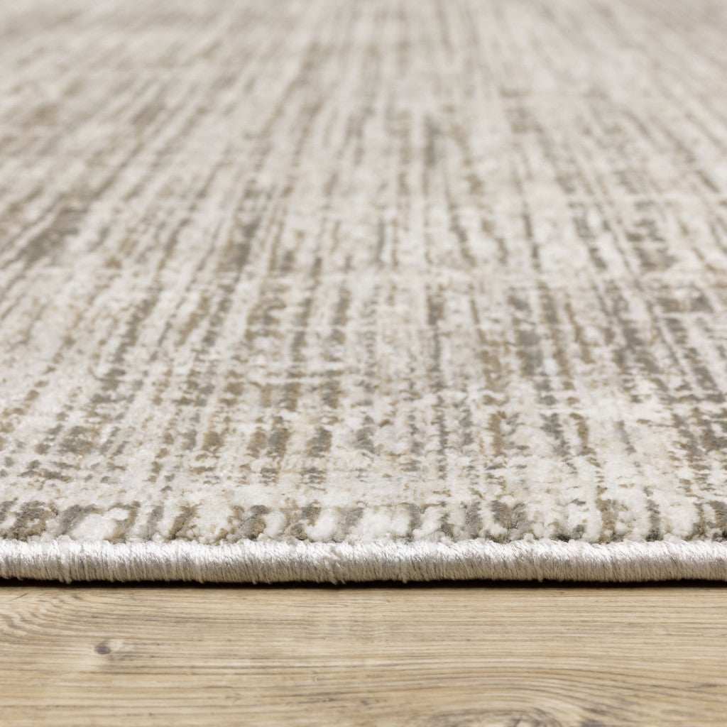 2' X 8' Beige Grey Ivory Tan And Brown Abstract Power Loom Stain Resistant Runner Rug - Homeroots - Flyclothing LLC