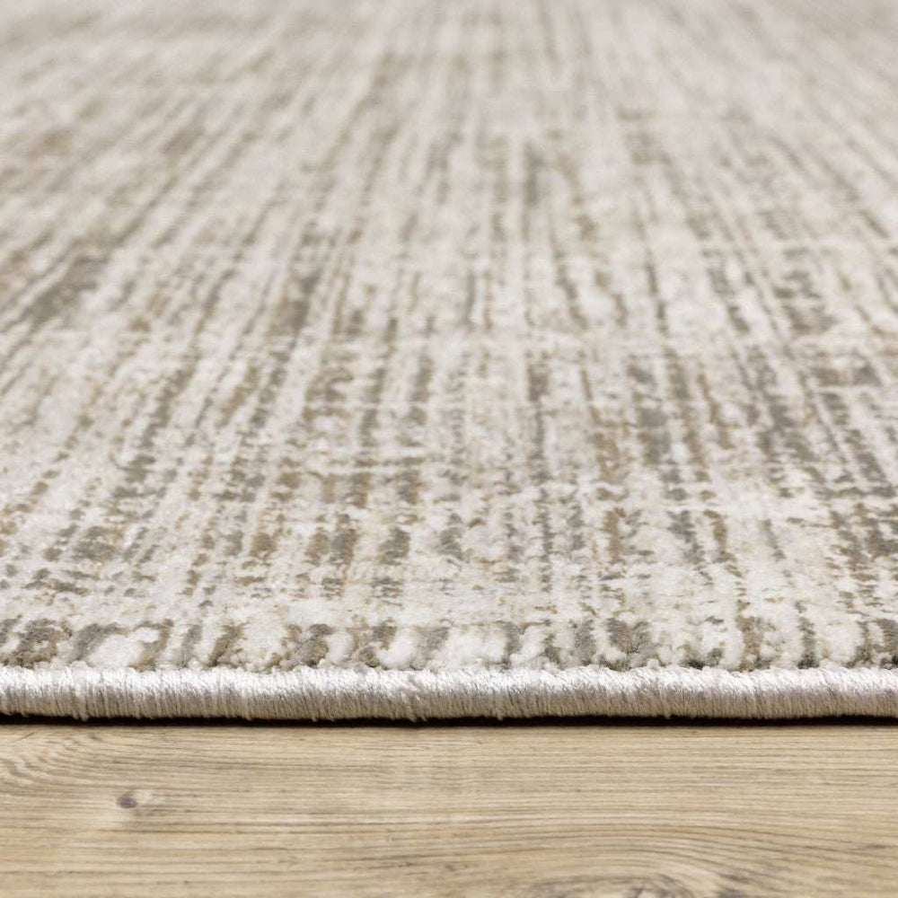 2' X 8' Beige Grey Ivory Tan And Brown Abstract Power Loom Stain Resistant Runner Rug - Homeroots - Flyclothing LLC