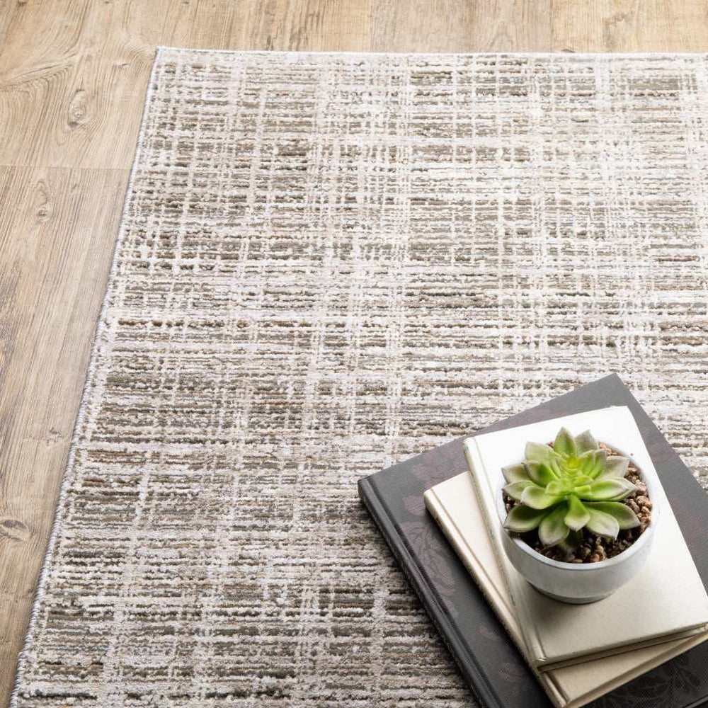 2' X 8' Beige Grey Ivory Tan And Brown Abstract Power Loom Stain Resistant Runner Rug - Homeroots - Flyclothing LLC