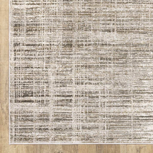 2' X 8' Beige Grey Ivory Tan And Brown Abstract Power Loom Stain Resistant Runner Rug - Homeroots - Flyclothing LLC