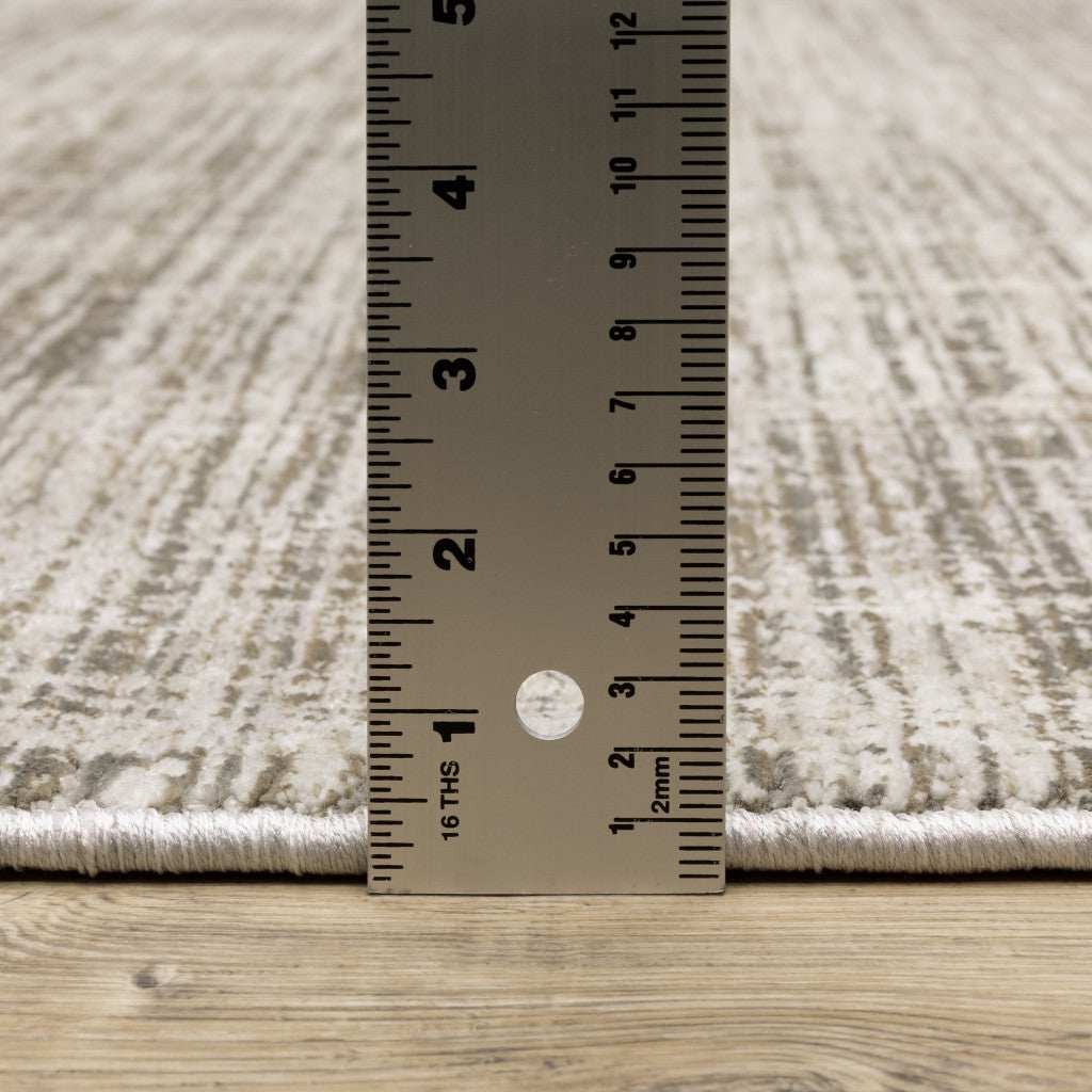 2' X 8' Beige Grey Ivory Tan And Brown Abstract Power Loom Stain Resistant Runner Rug - Homeroots - Flyclothing LLC