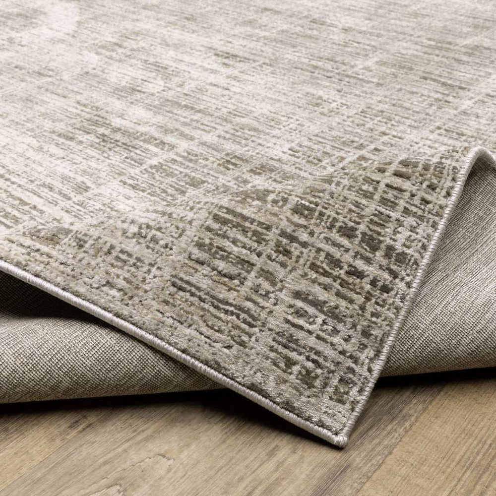 2' X 8' Beige Grey Ivory Tan And Brown Abstract Power Loom Stain Resistant Runner Rug - Homeroots - Flyclothing LLC