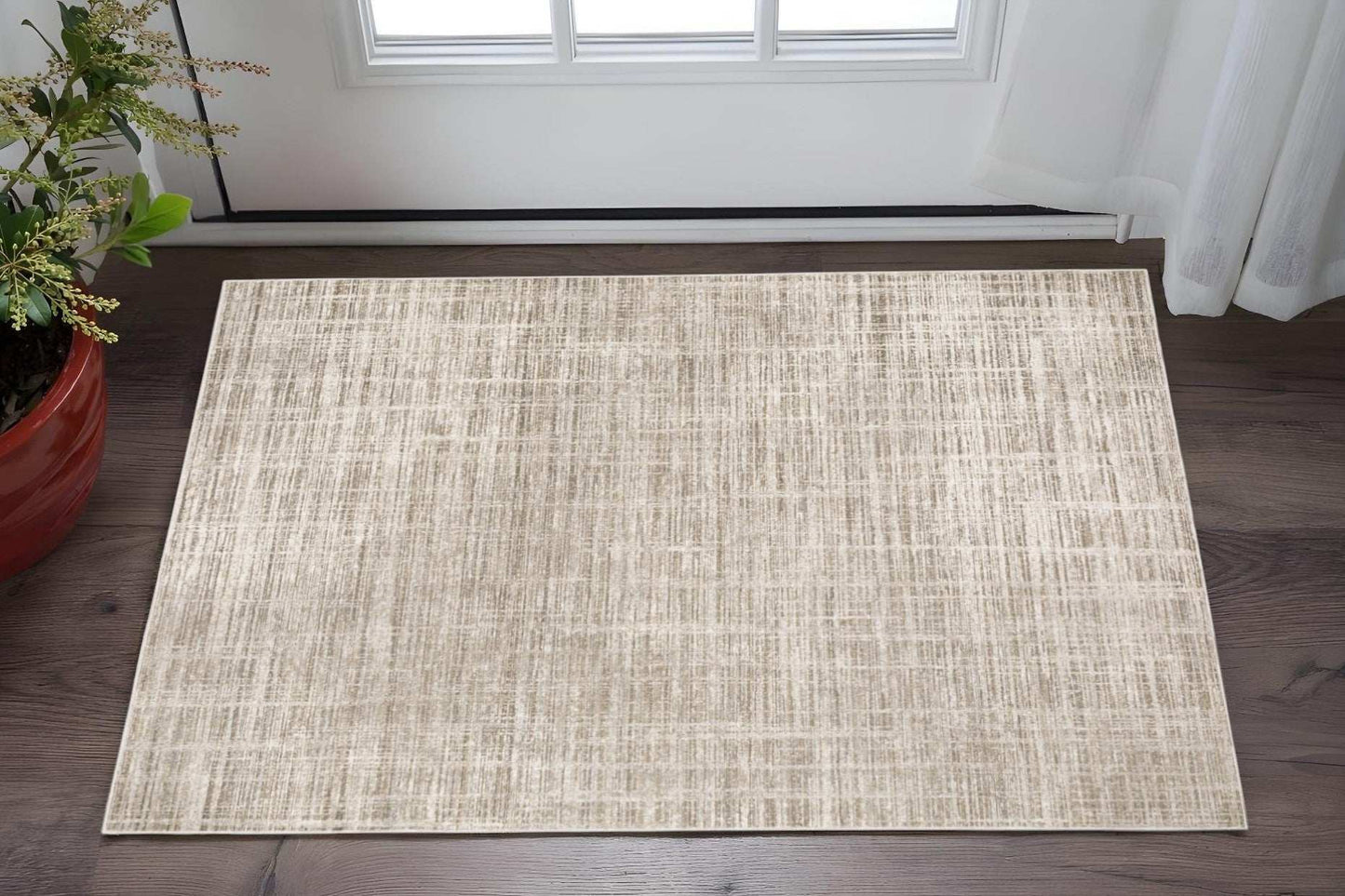 3' X 5' Beige Grey Ivory Tan And Brown Abstract Power Loom Stain Resistant Area Rug - Homeroots - Flyclothing LLC
