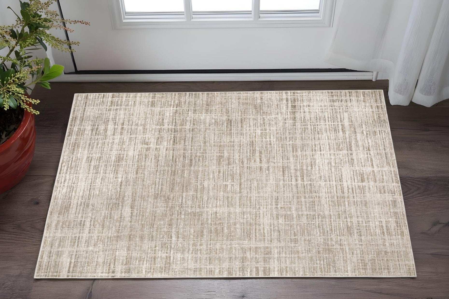 3' X 5' Beige Grey Ivory Tan And Brown Abstract Power Loom Stain Resistant Area Rug - Homeroots - Flyclothing LLC