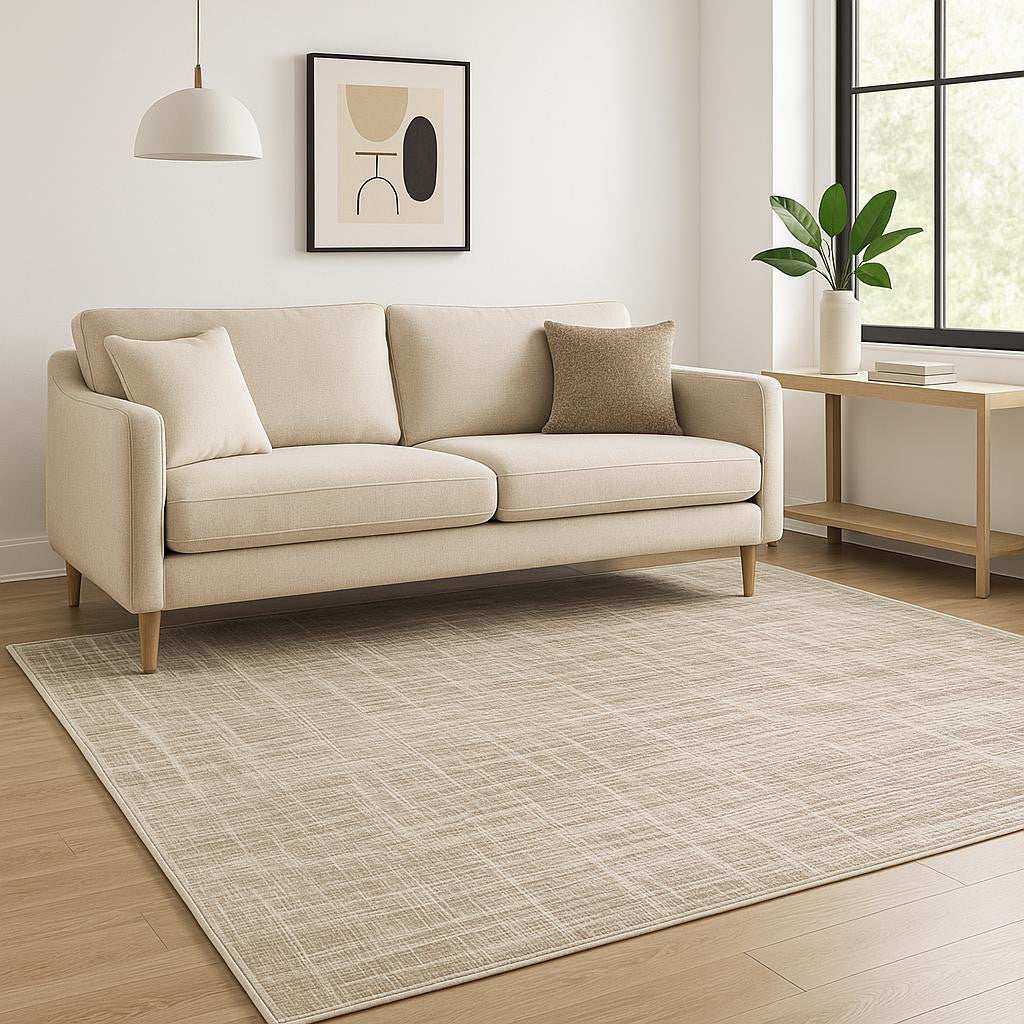 5' X 8' Beige Grey Ivory Tan And Brown Abstract Power Loom Stain Resistant Area Rug - Homeroots - Flyclothing LLC