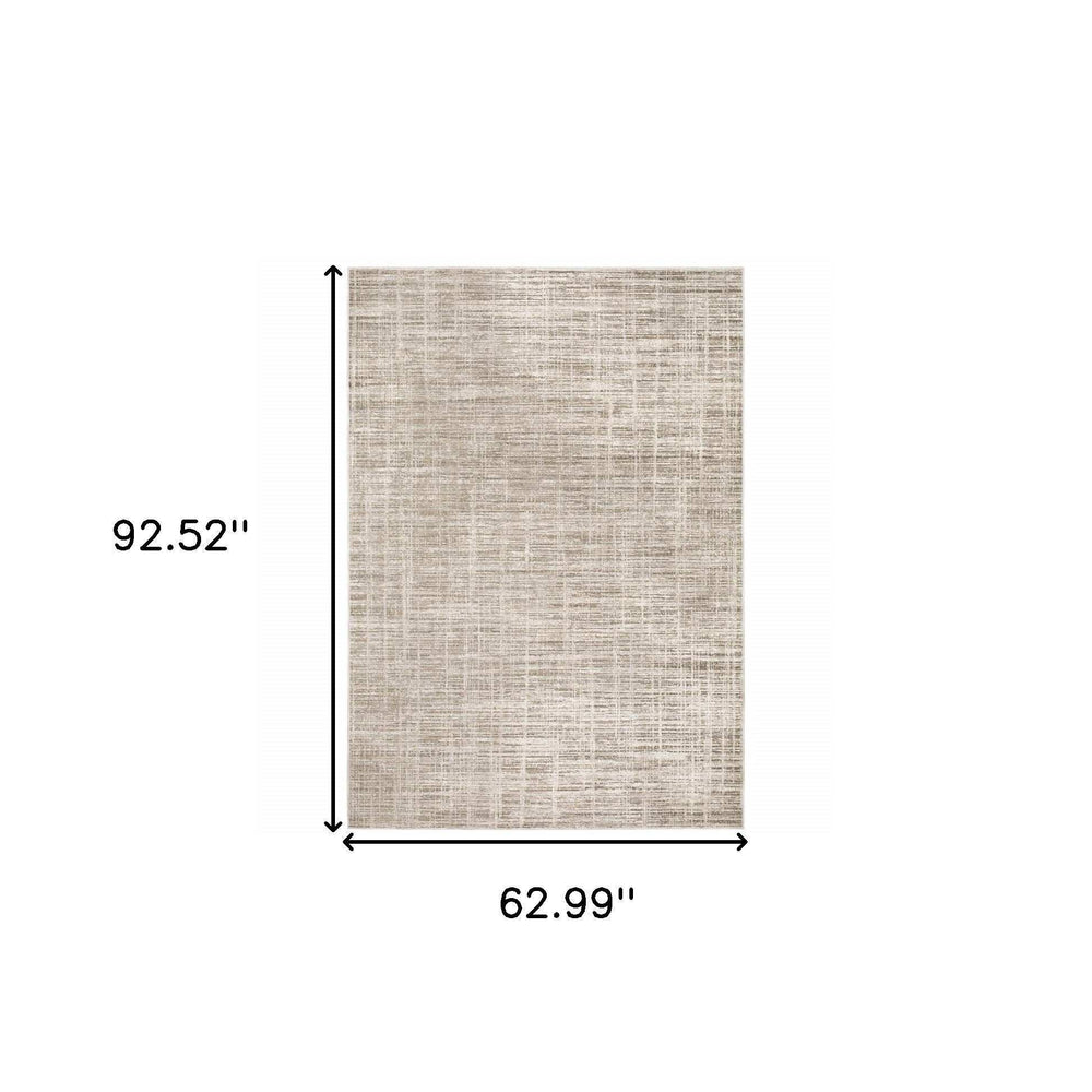 5' X 8' Beige Grey Ivory Tan And Brown Abstract Power Loom Stain Resistant Area Rug - Homeroots - Flyclothing LLC