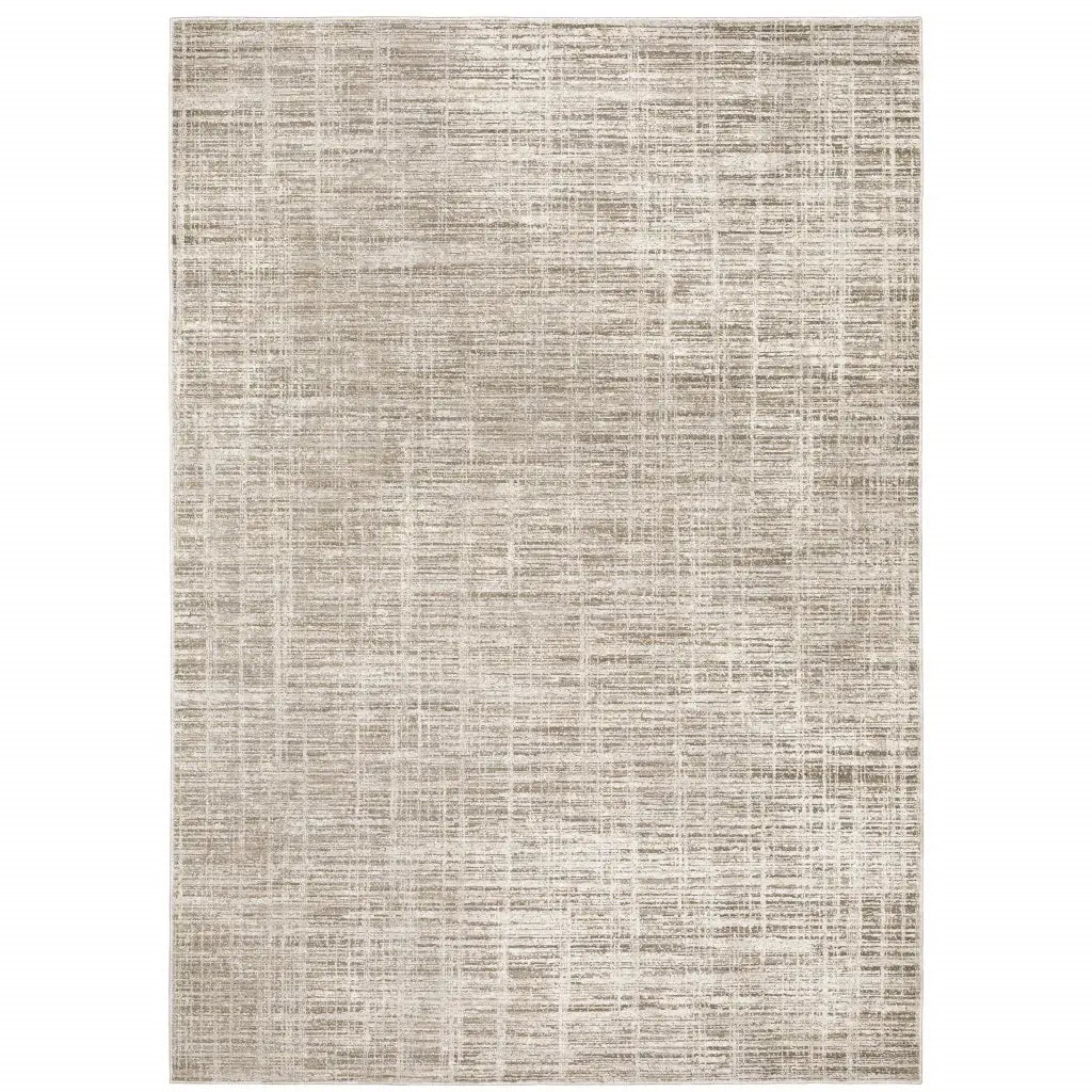 10' X 13' Beige Grey Ivory Tan And Brown Abstract Power Loom Stain Resistant Area Rug - Homeroots - Flyclothing LLC