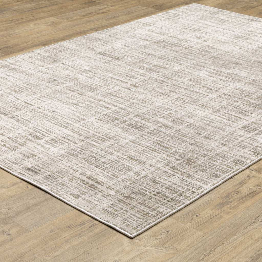 10' X 13' Beige Grey Ivory Tan And Brown Abstract Power Loom Stain Resistant Area Rug - Homeroots - Flyclothing LLC