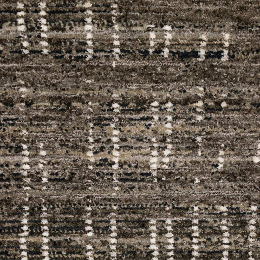 2' X 8' Charcoal Grey Grey Ivory Tan And Brown Abstract Power Loom Stain Resistant Runner Rug - Homeroots - Flyclothing LLC