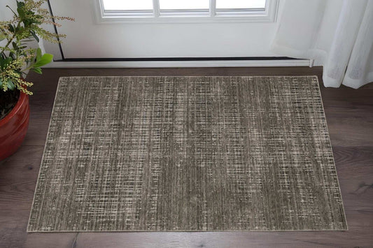 3' X 5' Charcoal Grey Grey Ivory Tan And Brown Abstract Power Loom Stain Resistant Area Rug - Homeroots - Flyclothing LLC