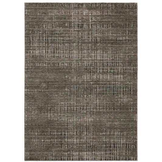 3' X 5' Charcoal Grey Grey Ivory Tan And Brown Abstract Power Loom Stain Resistant Area Rug - Homeroots - Flyclothing LLC