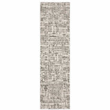 2' X 8' Ivory Grey Charcoal Brown And Beige Abstract Power Loom Stain Resistant Runner Rug - Homeroots - Flyclothing LLC