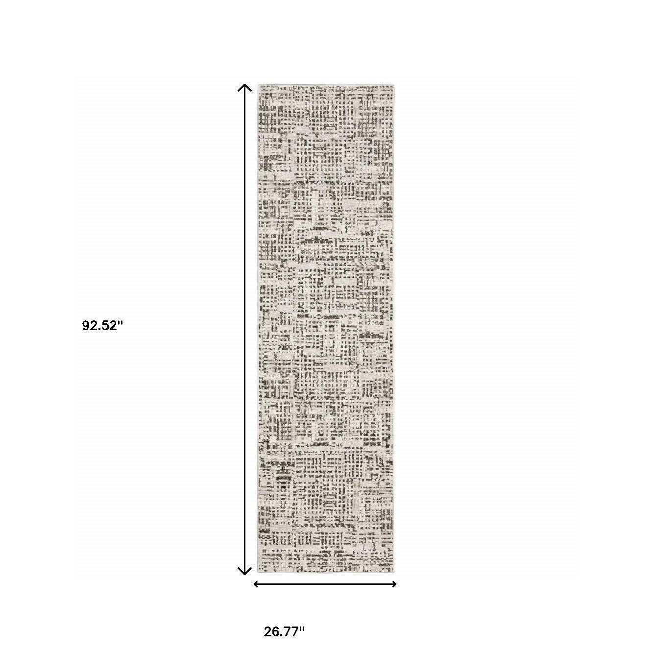 2' X 8' Ivory Grey Charcoal Brown And Beige Abstract Power Loom Stain Resistant Runner Rug - Homeroots - Flyclothing LLC