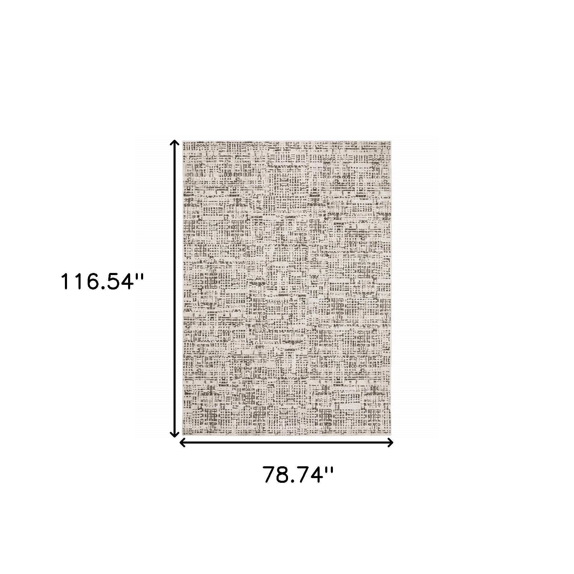 6' X 9' Ivory Grey Charcoal Brown And Beige Abstract Power Loom Stain Resistant Area Rug - Homeroots - Flyclothing LLC