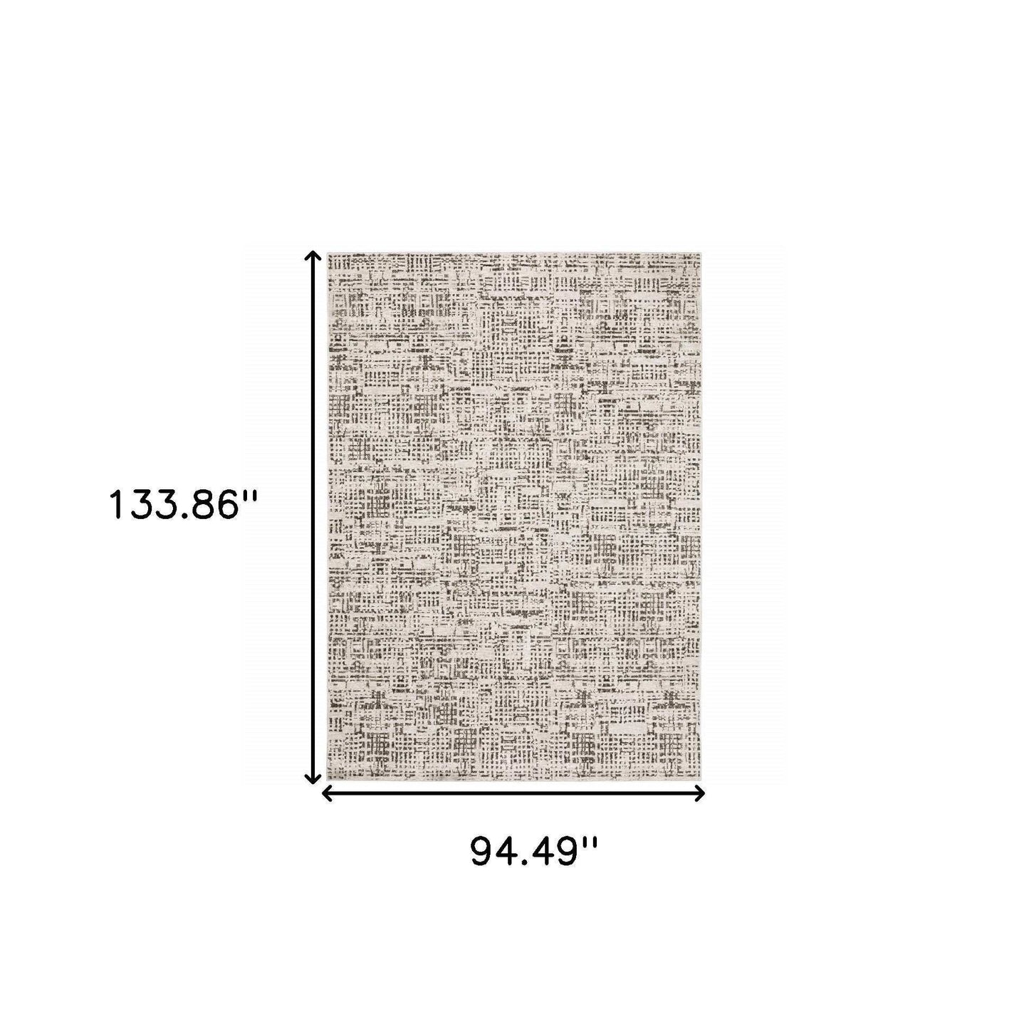 8' X 11' Ivory Grey Charcoal Brown And Beige Abstract Power Loom Stain Resistant Area Rug - Homeroots - Flyclothing LLC