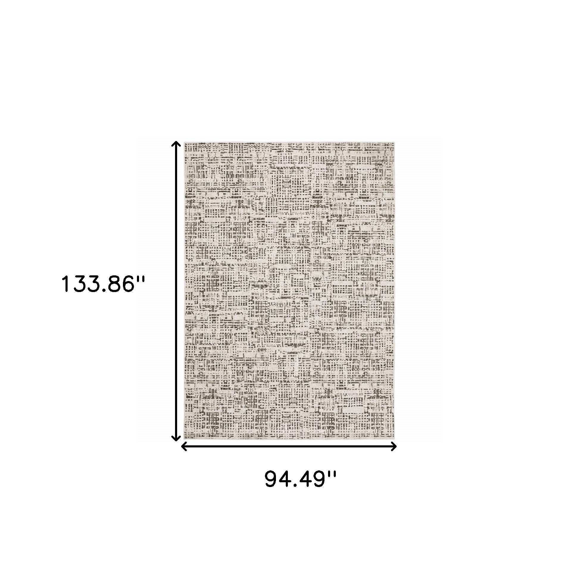 8' X 11' Ivory Grey Charcoal Brown And Beige Abstract Power Loom Stain Resistant Area Rug - Homeroots - Flyclothing LLC
