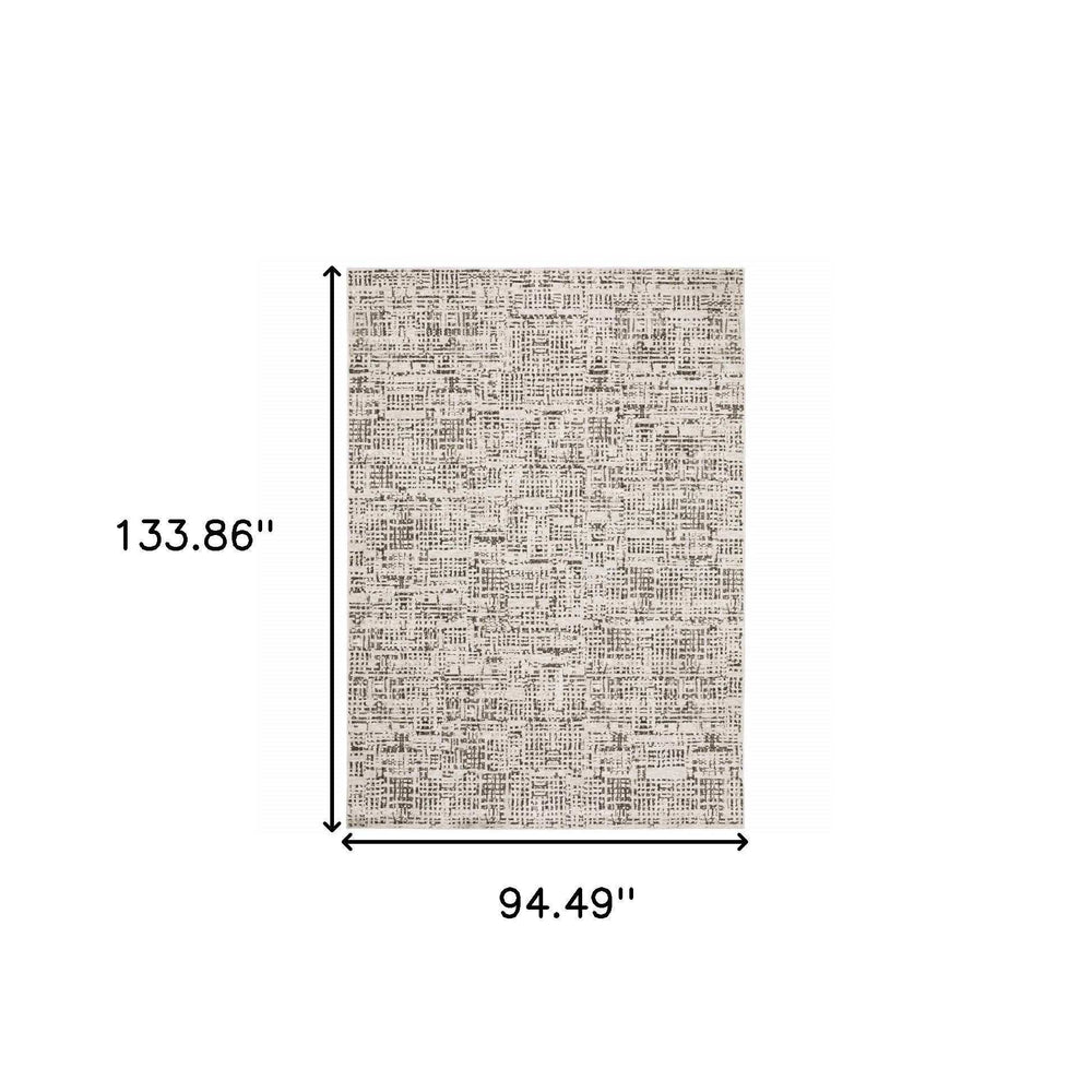 8' X 11' Ivory Grey Charcoal Brown And Beige Abstract Power Loom Stain Resistant Area Rug - Homeroots - Flyclothing LLC