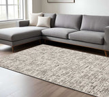 8' X 11' Ivory Grey Charcoal Brown And Beige Abstract Power Loom Stain Resistant Area Rug - Homeroots - Flyclothing LLC