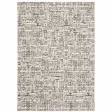 10' X 13' Ivory Grey Charcoal Brown And Beige Abstract Power Loom Stain Resistant Area Rug - Homeroots