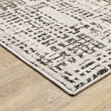 10' X 13' Ivory Grey Charcoal Brown And Beige Abstract Power Loom Stain Resistant Area Rug - Homeroots - Flyclothing LLC