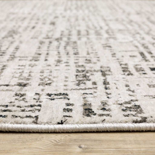 10' X 13' Ivory Grey Charcoal Brown And Beige Abstract Power Loom Stain Resistant Area Rug - Homeroots - Flyclothing LLC