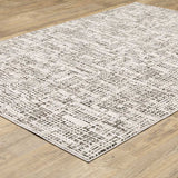 10' X 13' Ivory Grey Charcoal Brown And Beige Abstract Power Loom Stain Resistant Area Rug - Homeroots - Flyclothing LLC