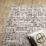 10' X 13' Ivory Grey Charcoal Brown And Beige Abstract Power Loom Stain Resistant Area Rug - Homeroots - Flyclothing LLC