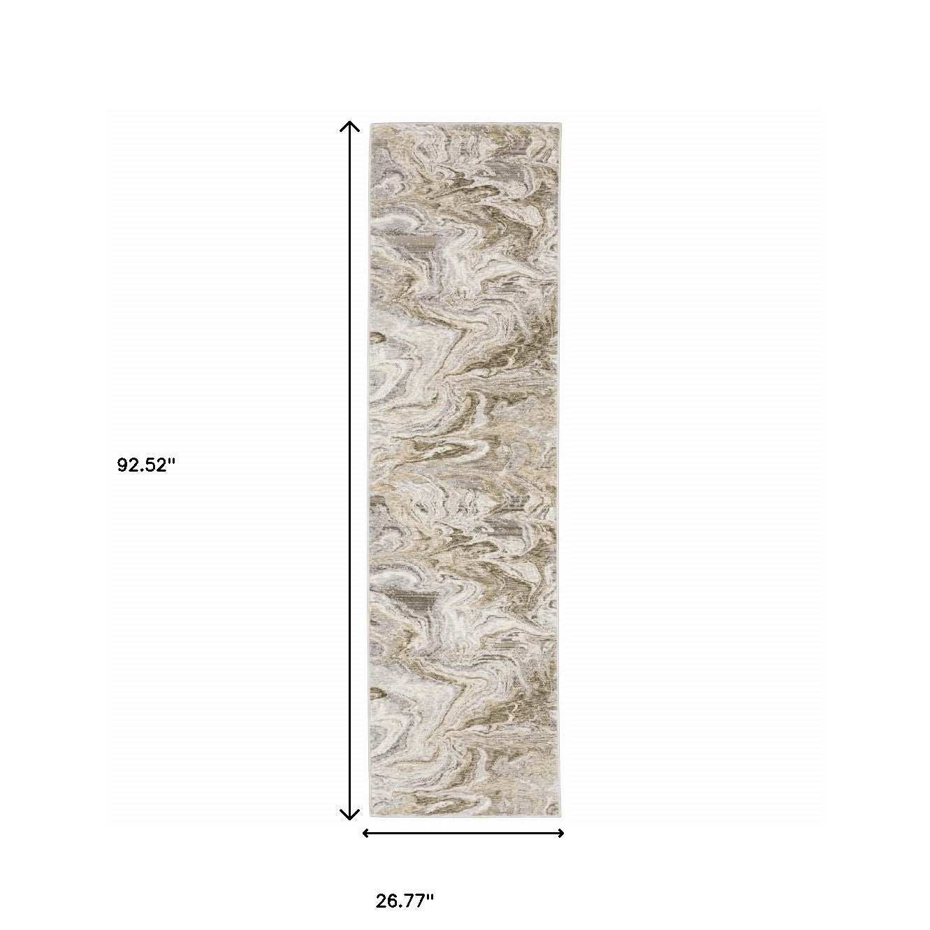 2' X 8' Ivory Tan Beige Grey And Brown Abstract Power Loom Stain Resistant Runner Rug - Homeroots - Flyclothing LLC