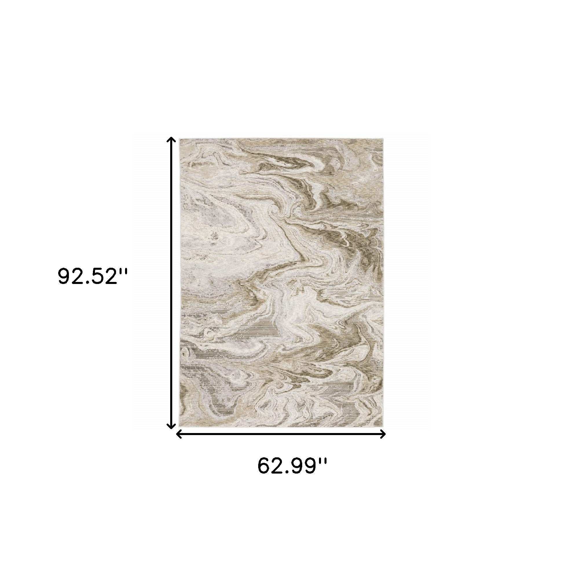5' X 8' Ivory Tan Beige Grey And Brown Abstract Power Loom Stain Resistant Area Rug - Homeroots - Flyclothing LLC