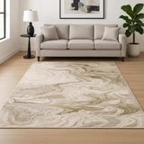 6' X 9' Beige And Ivory Abstract Power Loom Stain Resistant Area Rug - Homeroots - Flyclothing LLC