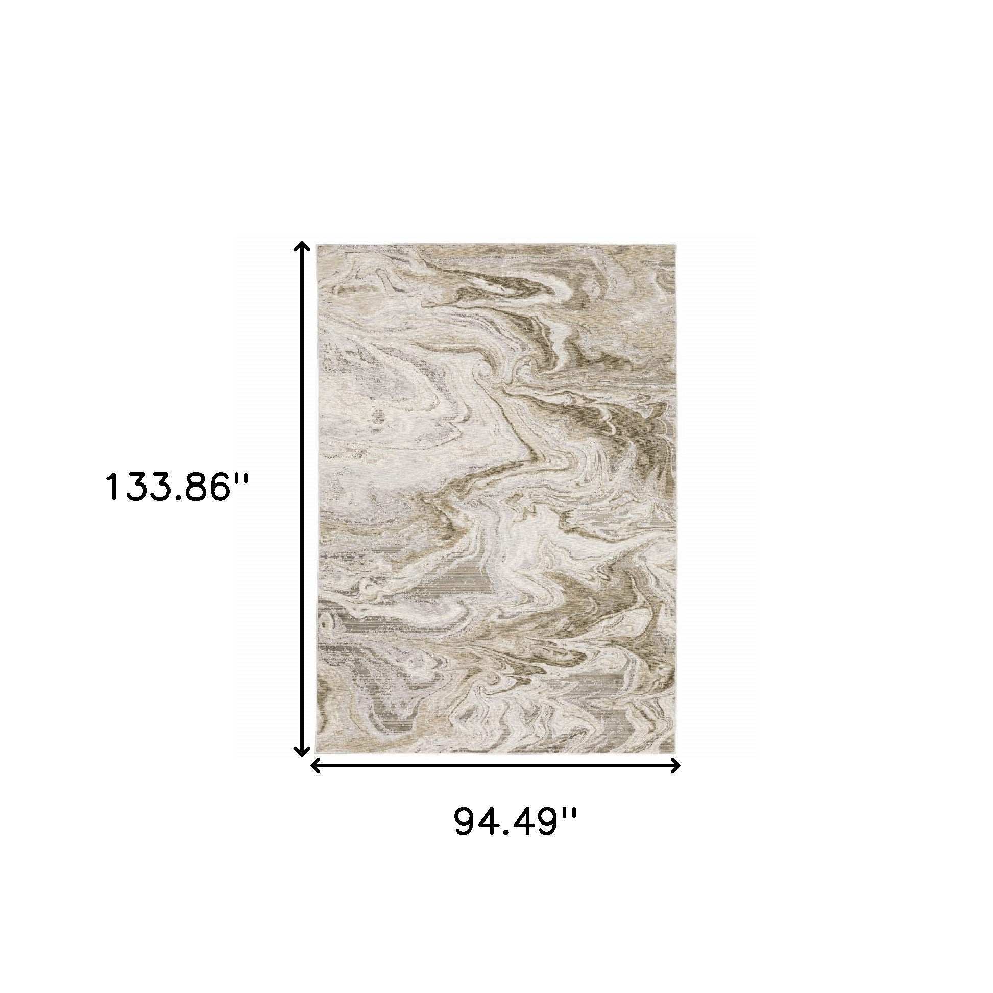 8' X 11' Ivory Tan Beige Grey And Brown Abstract Power Loom Stain Resistant Area Rug - Homeroots - Flyclothing LLC