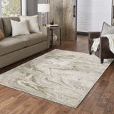 10' X 13' Ivory Tan Beige Grey And Brown Abstract Power Loom Stain Resistant Area Rug - Homeroots - Flyclothing LLC
