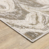 10' X 13' Ivory Tan Beige Grey And Brown Abstract Power Loom Stain Resistant Area Rug - Homeroots - Flyclothing LLC