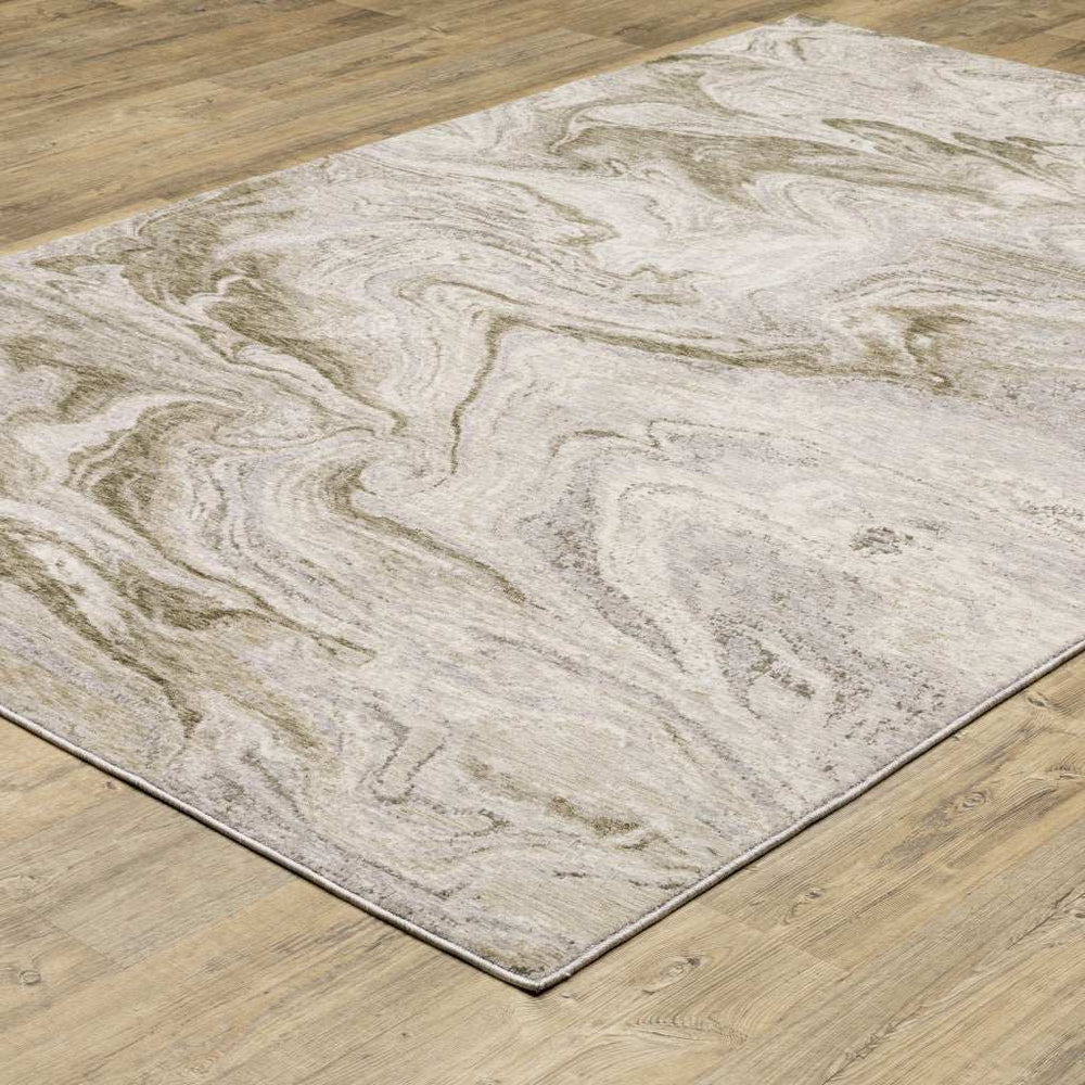10' X 13' Ivory Tan Beige Grey And Brown Abstract Power Loom Stain Resistant Area Rug - Homeroots - Flyclothing LLC