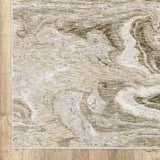 10' X 13' Ivory Tan Beige Grey And Brown Abstract Power Loom Stain Resistant Area Rug - Homeroots