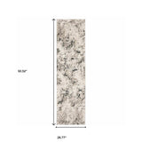 2' X 8' Ivory Grey Black Beige And Tan Abstract Power Loom Stain Resistant Runner Rug - Homeroots - Flyclothing LLC