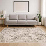 5' X 8' Ivory Grey Black Beige And Tan Abstract Power Loom Stain Resistant Area Rug - Homeroots - Flyclothing LLC