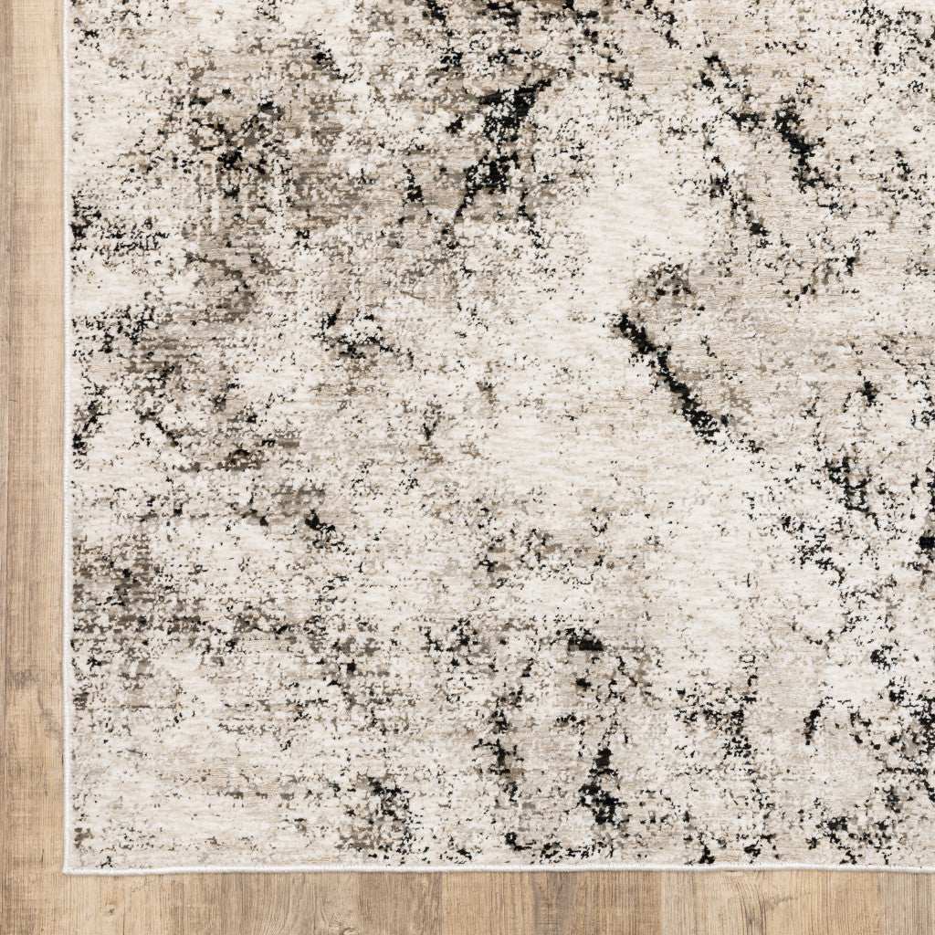 6' X 9' Ivory Grey Black Beige And Tan Abstract Power Loom Stain Resistant Area Rug - Homeroots - Flyclothing LLC