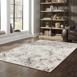10' X 13' Ivory Grey Black Beige And Tan Abstract Power Loom Stain Resistant Area Rug - Homeroots - Flyclothing LLC