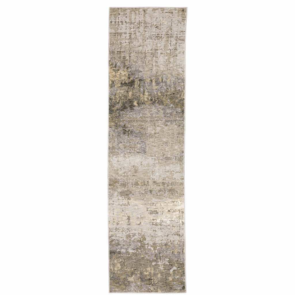2' X 8' Beige Grey Ivory Tan And Brown Abstract Power Loom Stain Resistant Runner Rug - Homeroots - Flyclothing LLC