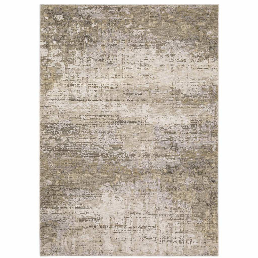 3' X 5' Beige Grey Ivory Tan And Brown Abstract Power Loom Stain Resistant Area Rug - Homeroots - Flyclothing LLC