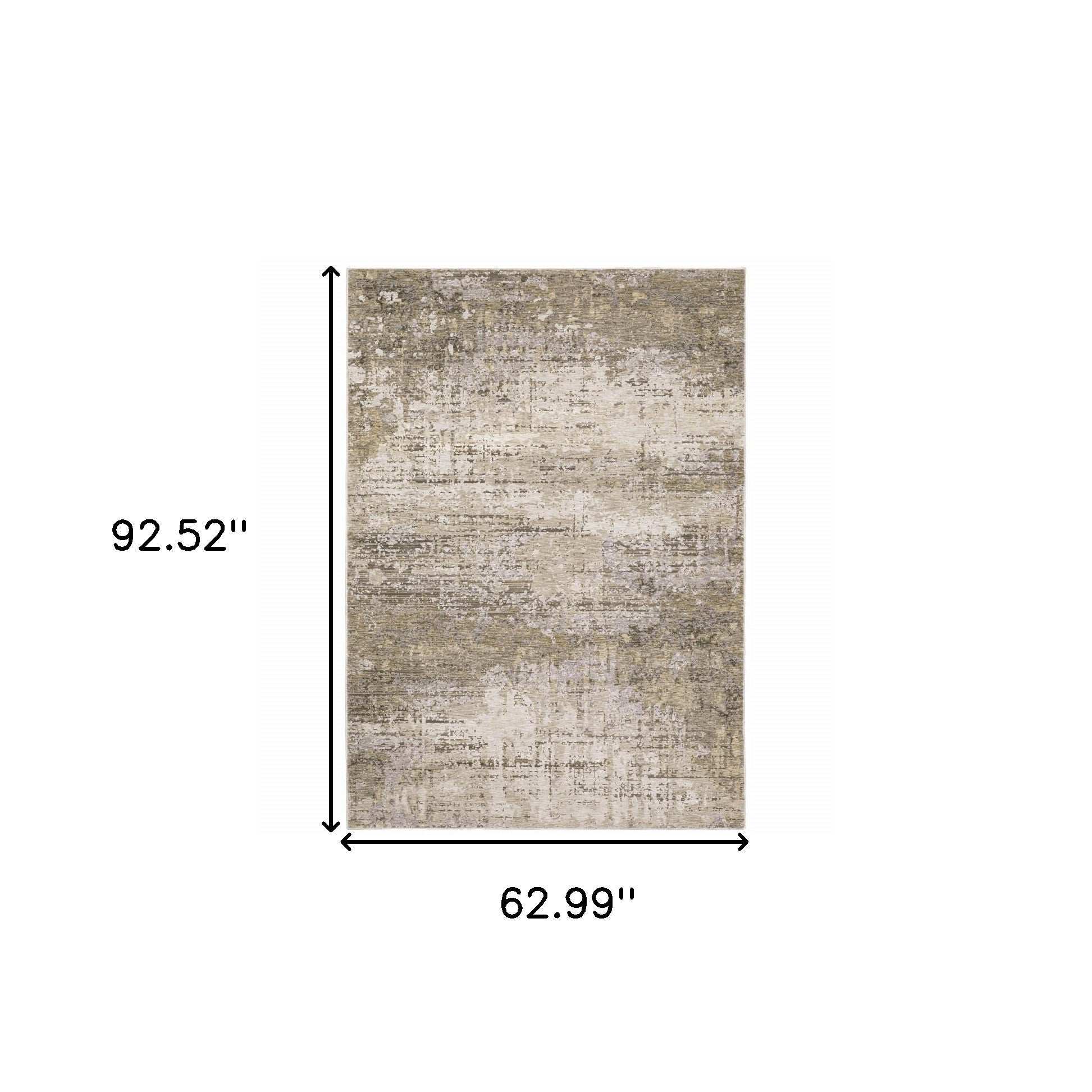 5' X 8' Beige Grey Ivory Tan And Brown Abstract Power Loom Stain Resistant Area Rug - Homeroots - Flyclothing LLC