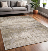 5' X 8' Beige Grey Ivory Tan And Brown Abstract Power Loom Stain Resistant Area Rug - Homeroots - Flyclothing LLC