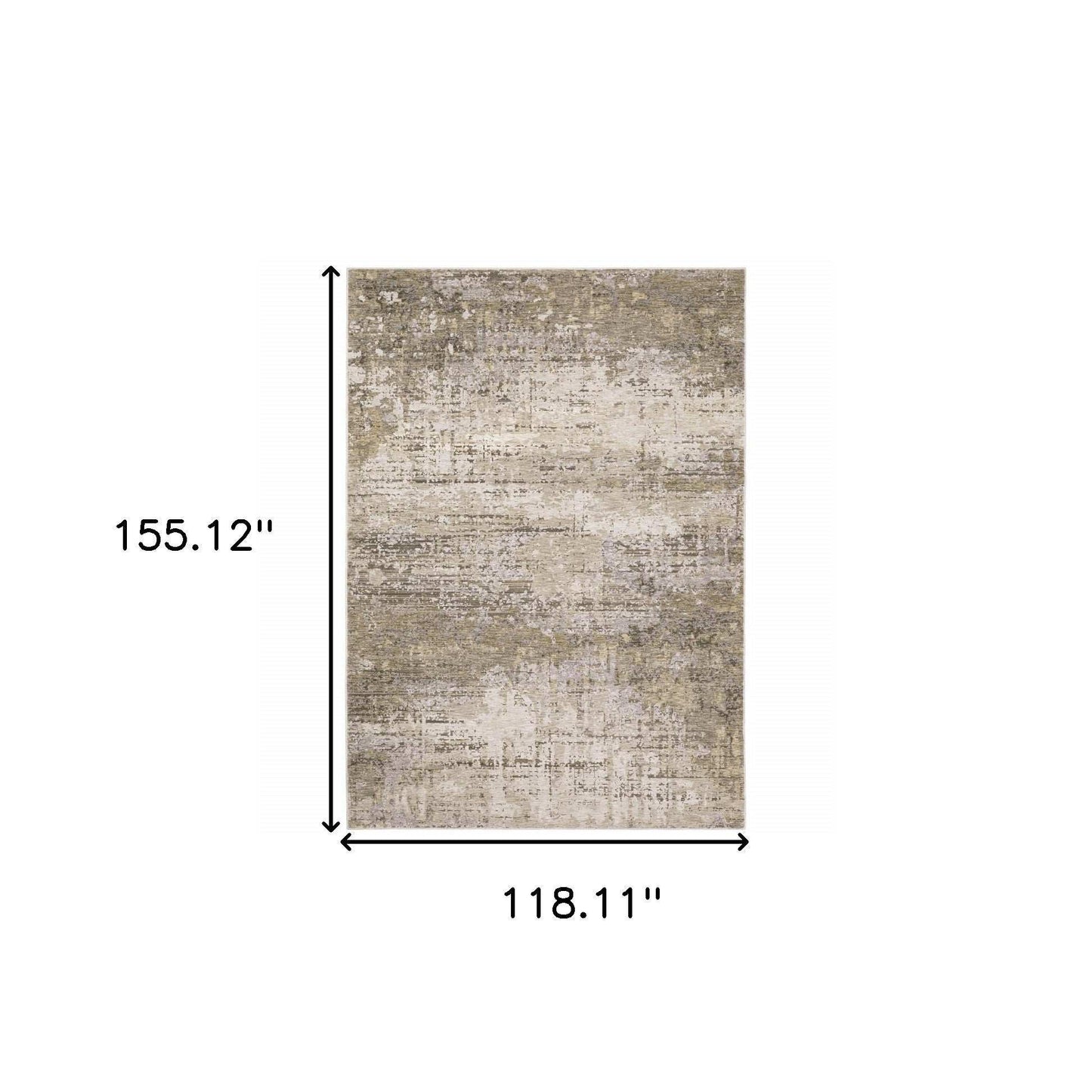 10' X 13' Beige Grey Ivory Tan And Brown Abstract Power Loom Stain Resistant Area Rug - Homeroots - Flyclothing LLC