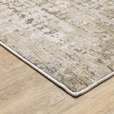 10' X 13' Beige Grey Ivory Tan And Brown Abstract Power Loom Stain Resistant Area Rug