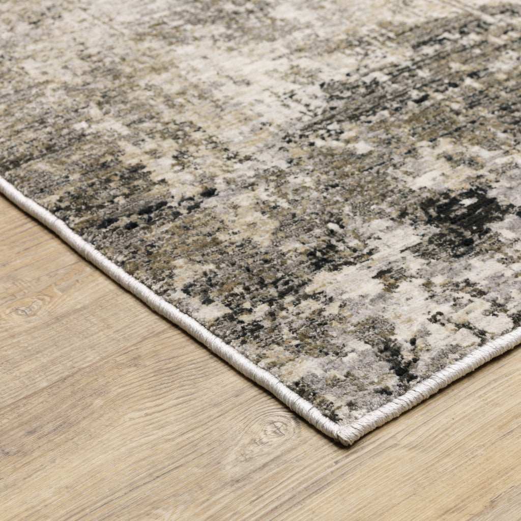 2' X 8' Beige Grey Ivory Tan And Brown Abstract Power Loom Stain Resistant Runner Rug - Homeroots - Flyclothing LLC