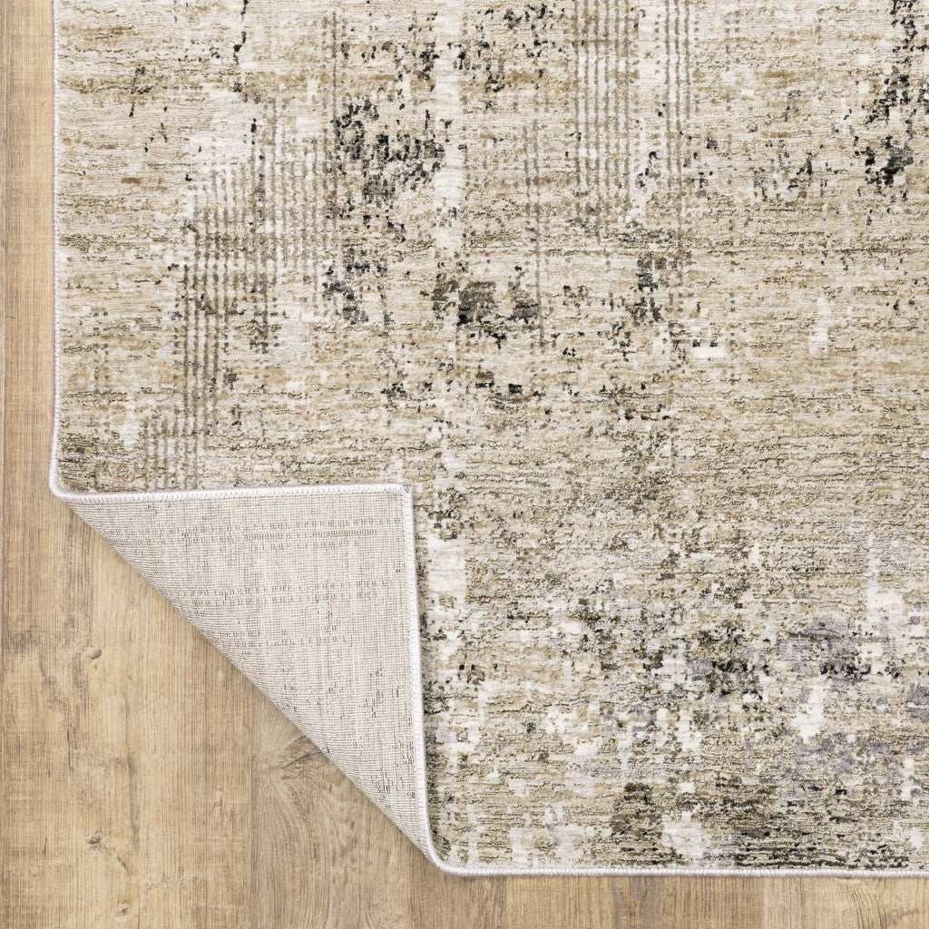 2' X 8' Beige Grey Ivory Tan And Brown Abstract Power Loom Stain Resistant Runner Rug - Homeroots - Flyclothing LLC